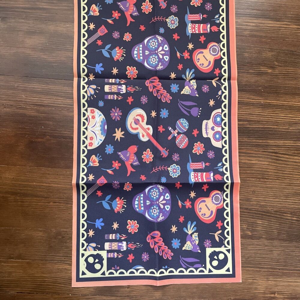 72" Halloween Day of the Dead Sugar Skulls Table Runner New 14" wide
